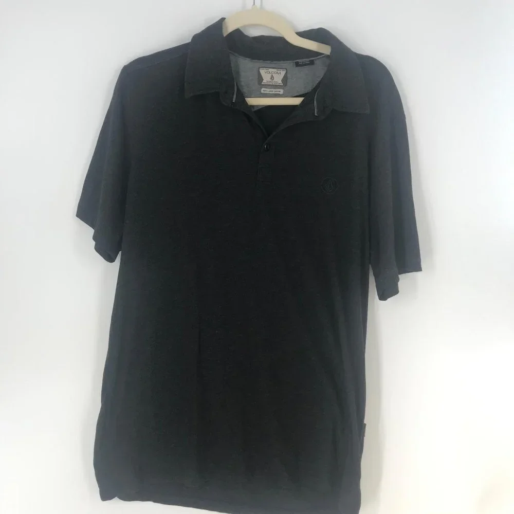 VOLCOM BLACK SHORT SLEEVE POLO - Picture 1 of 7